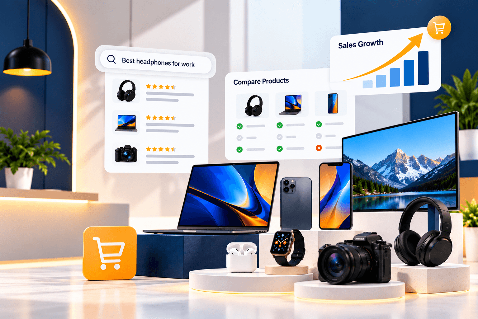 A well-merchandised electronics store