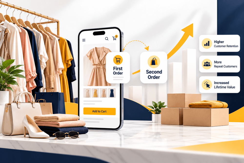 A styled fashion retail rail